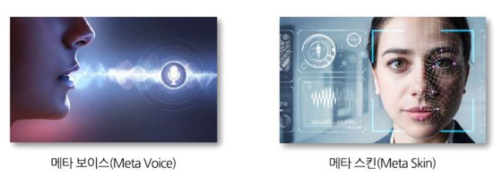 AI 스타트업 '라이언로켓'이 개발한 '메타 페르소나' 기술. 텍스트를 음성으로 바꾸는 '메타 보이스', 얼굴을 합성하는 '메타 스킨'을 결합한 기술이다.