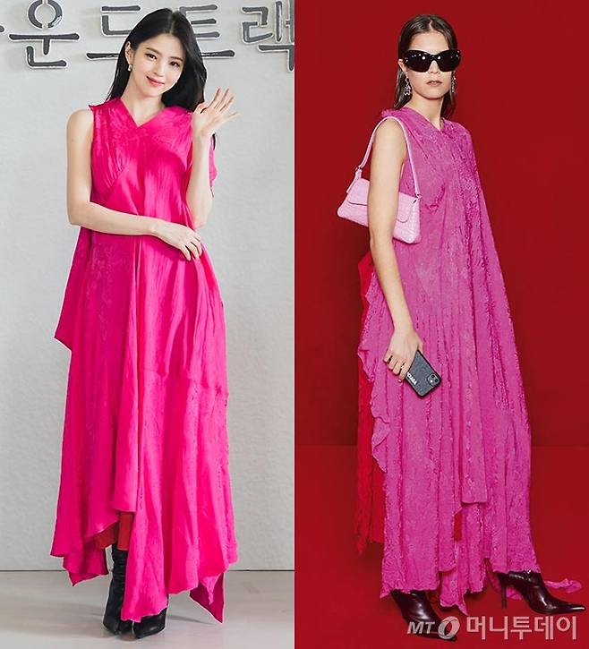 배우 한소희, 발렌시아가 2022 S/S 컬렉션/사진=디즈니플러스, 발렌시아가(Balenciaga)