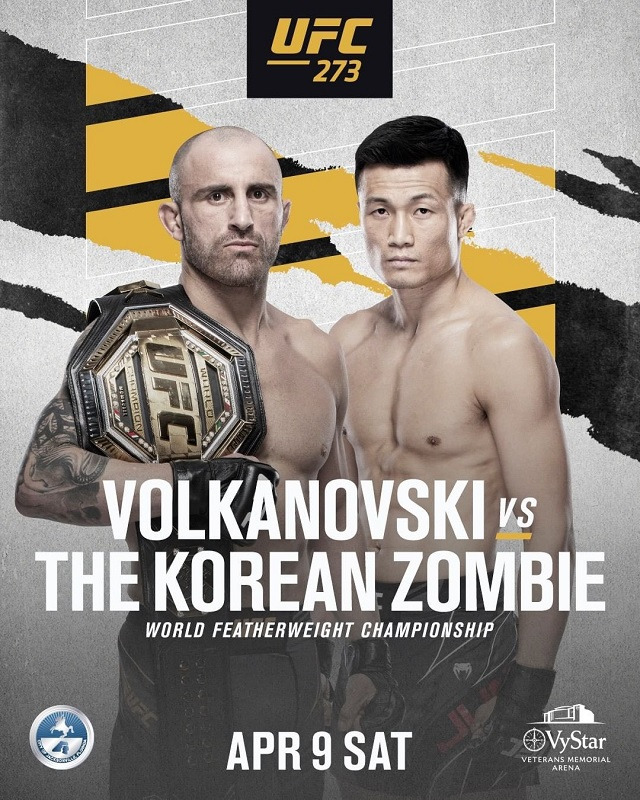 UFC 페더급 챔피언 알렉산더 볼카노프스키(왼쪽), 도전자 정찬성 © City of Jacksonville