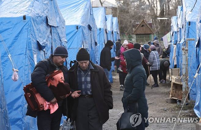도네츠크 지역에 설치된 러시아 측 임시 캠프 [타스 연합뉴스 자료사진. 재판매 및 DB 금지]