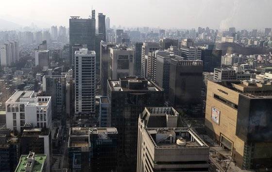 2019년 2월 서울 삼성동에서 본 테헤란로 빌딩. [연합뉴스]