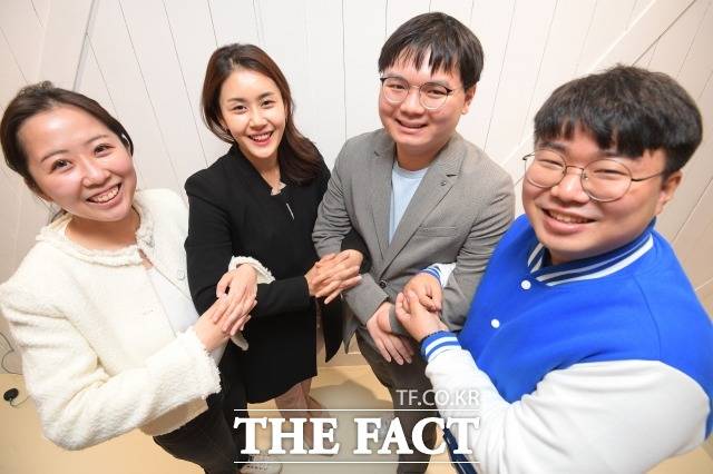 더불어민주당 청년 당원 모임 '그린벨트'가 지난 1월 출범했다. 왼쪽부터 김본비, 권아름, 황준환, 유호준 예비후보. /남윤호 기자