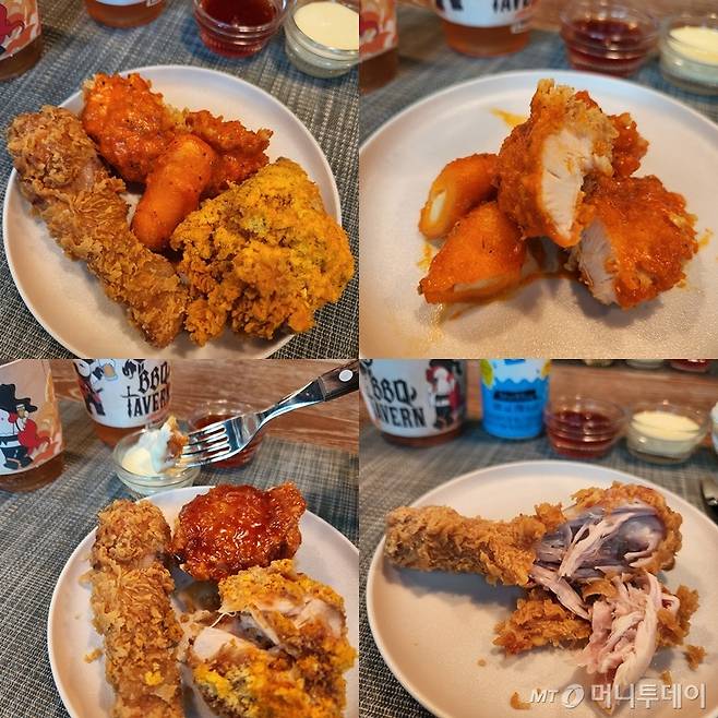 지난달 30일 BBQ 신제품인 로제치킨, 크런치 버터치킨, 황금올리브 콤보 등을 시식해봤다./사진=구단비 기자