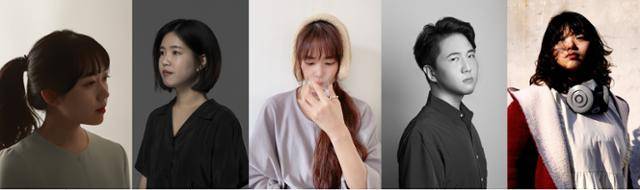 (왼쪽부터) 우다영, 조예은, 문보영, 심너울, 박서련 작가. 허블 제공