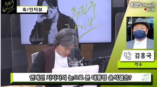가수 김흥국이 '주진우 라이브'에 출연해 인터뷰하고 있다. <주진우 라이브 방송장면 캡처>