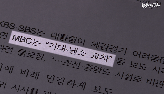 ▲ 'MBC 뉴스데스크 보도 분석' 문건에 나오는 MBC 보도 분석.