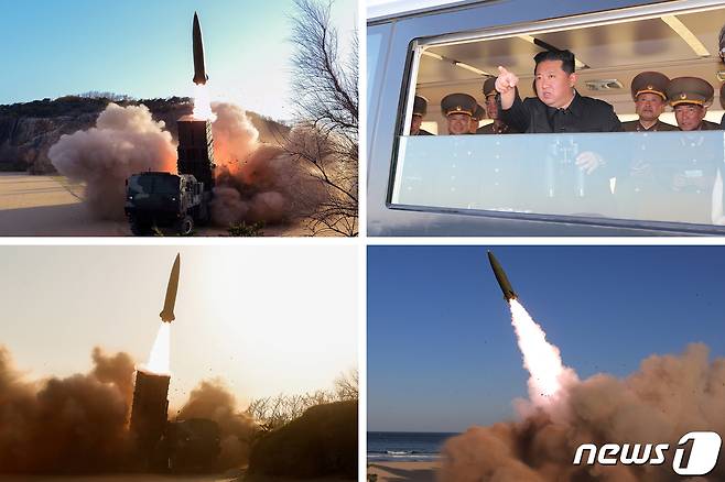 (평양 노동신문=뉴스1) = 북한이 지난 16일 신형전술유도무기 시험발사를 진행했다.. [국내에서만 사용가능. 재배포 금지. DB 금지. For Use Only in the Republic of Korea. Redistribution Prohibited] rodongphoto@news1.kr