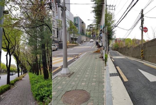 첫날 집으로 돌아가는 길·점심 시간에는 회사 인근 경사면을 오르며 만보를 채웠다.