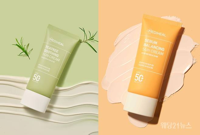 (왼쪽부터) 메디힐 '티트리 수딩 선크림', '세범 밸런싱 선크림' (각 50ml / 25,000원)