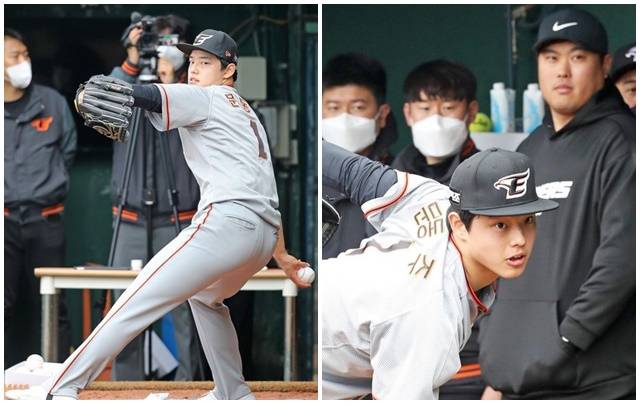 한화 이글스 문동주의 복귀가 예정됐다. 사진은 문동주가 지난달 스프링캠프에서 피칭하는 모습. /사진=한화 이글스 인스타그램