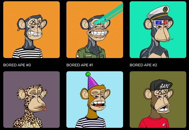 /사진='지루한 원숭이들의 요트클럽'(Bored Ape Yacht Club·BAYC) 홈페이지 캡처