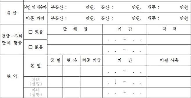 윤석열 당선인 대변인실이 공지한 출입기자 신원진술서