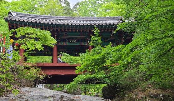 전남 곡성 태안사 입구에 있는 능파각. 곡성으로 내려간 김탁환 작가가 이따금 산책하러 올라오는 숲길에 있다. 작가는 여기 난간에 기대어 책 읽다가 낮잠에 들기도 한단다.