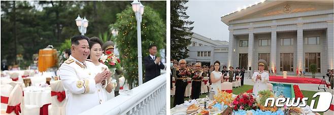 지난 4월 25일 지난 25일 평양 조선노동당 본부청사 정원에서 열린 인민혁명군 창건 90주년 경축행사 참가 인민군 부대 지휘관들을 위한 야외 연회 사진들. [국내에서만 사용가능. 재배포 금지. DB 금지. For Use Only in the Republic of Korea. Redistribution Prohibited] rodongphoto@news1.kr