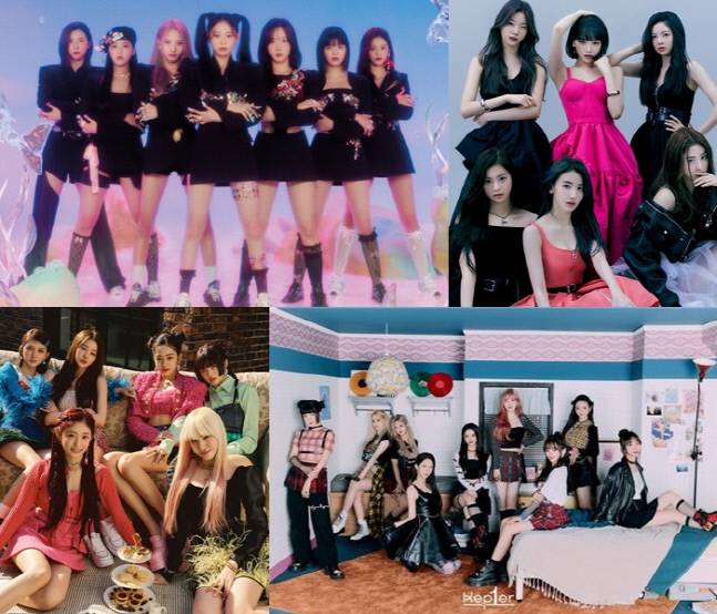 엔믹스(왼쪽 위부터 시계방향), 르세라핌, 케플러, 아이브