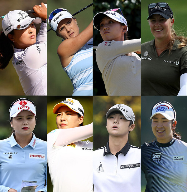 2022년 미국여자프로골프(LPGA) 투어 코그니전트 파운더스컵에 출전하는 고진영 프로, 렉시 톰슨, 리디아 고, 제니퍼 컵초, 김아림, 전인지, 최혜진 프로(사진제공=Getty Images_LPGA). 박성현(사진제공=KLPGA)