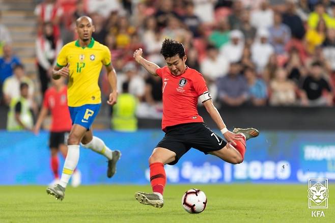2019년 브라질과의 친선경기 모습 [KFA 제공]