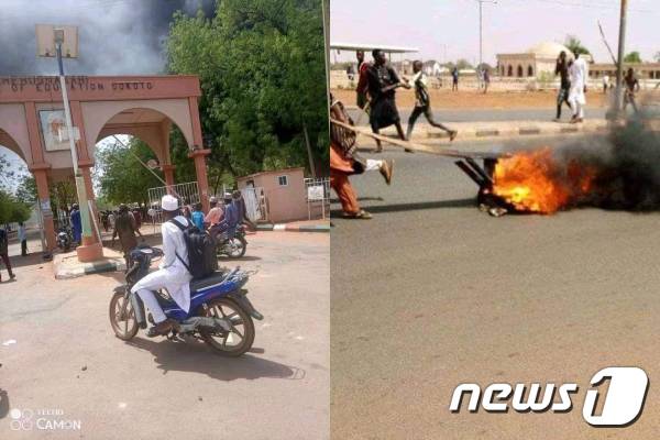 나이지리아 북서쪽 소코토주(州)에 위치한 한 대학에서 이슬람의 예언자 무함마드를 비판했다는 이유로 여학생이 구타를 당하고 불에 타 숨졌다.(TVC NEWS Nigeria 캡처). © 뉴스1