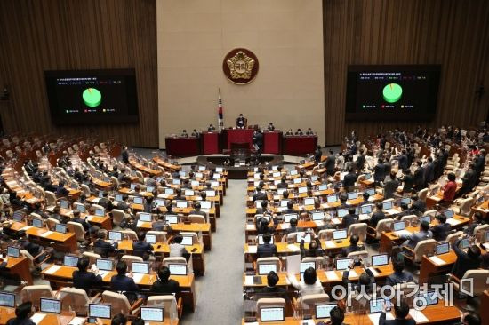 검수완박 법안 중 두번째인 형사소송법 개정안이 3일 국회 본회의를 통과하고 있다./윤동주 기자 doso7@