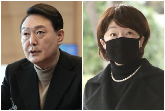 윤석열 대통령(왼쪽)과 진혜원 수원지검 안산지청 부부장 검사. <연합뉴스>
