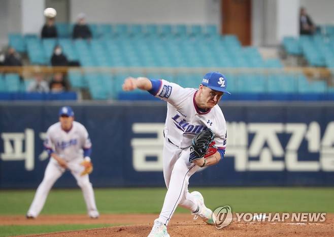 시즌 1호 완봉승의 주인공 삼성 뷰캐넌 [연합뉴스 자료사진]