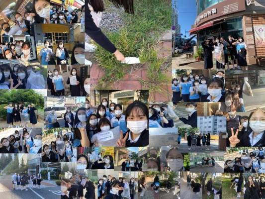 ▲지나해부터 군산중앙여고 마스크 줍깅 봉사활동 ⓒ(사진제공)군산중앙여고