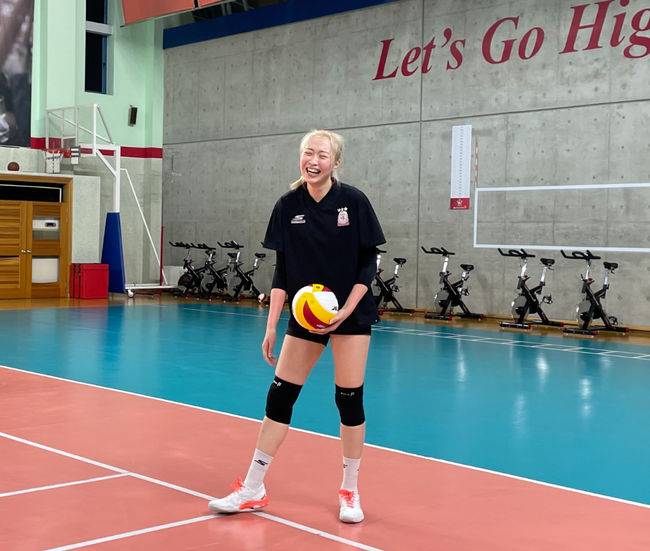 KGC인삼공사 박은진이 훈련 중 미소를 짓고 있다. /KGC인삼공사 제공