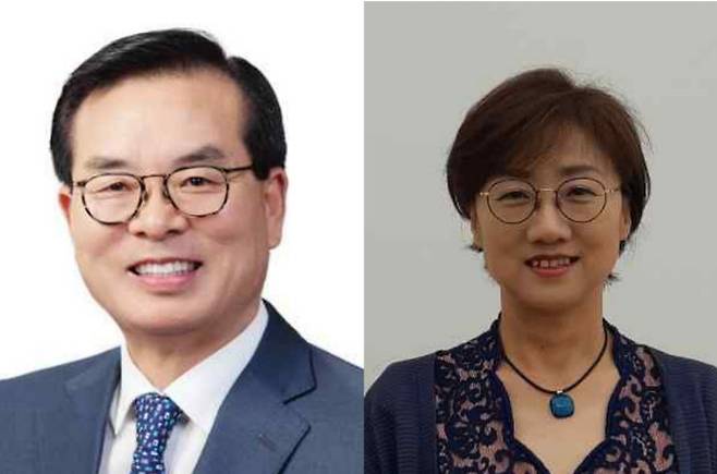 사진 왼쪽부터 조순태 전 녹십자 대표이사와 황유경 전 GC셀 세포치료연구소장