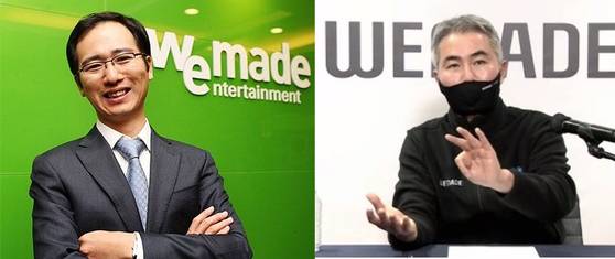 박관호(왼쪽) 위메이드 창업자 겸 의장과 장현국 대표.