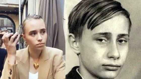 루지아(왼쪽)는 블라디미르 푸틴 러시아 대통령을 연상시키는 이름으로 인스타그램 활동을 해왔다. 오른쪽은 푸틴 대통령의 10대시절 모습. [트위터 캡처]