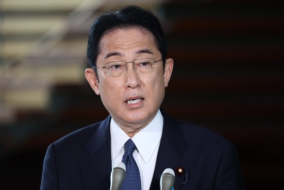 지난 9일 일본 도쿄의 총리관저에서 기자회견을 하고 있는 기시다 후미오 일본 총리. [EPA=연합뉴스]