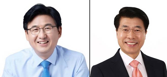 송파구청장 선거에 출마한 박성수 더불어민주당 후보(왼쪽)와 서강석 국민의힘 후보(오른쪽) | 각 후보자 페이스북