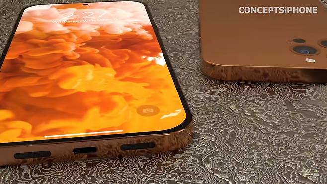 망고오렌지 색상의 아이폰14 예상 이미지. [Conceptiphone 유튜브]