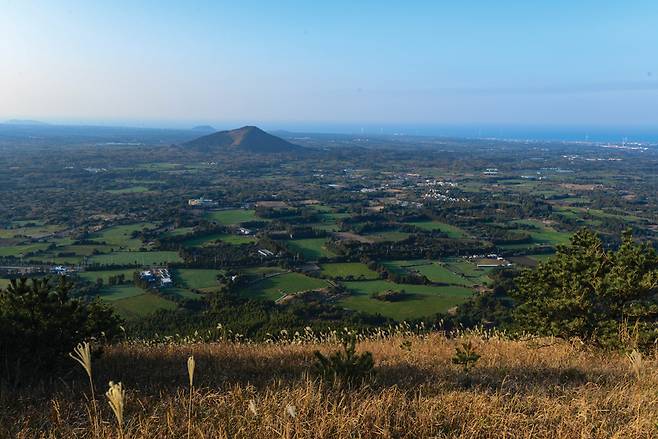 북서쪽 둔지오름이 보이는 풍광.