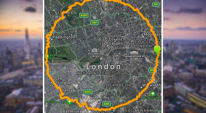 영국 런던은 대표적인 원형 도시 가운데 하나다. 런던의 원형 둘레길이 도시의 모양을 상징해준다. https://secretldn.com/london-circle-walk/