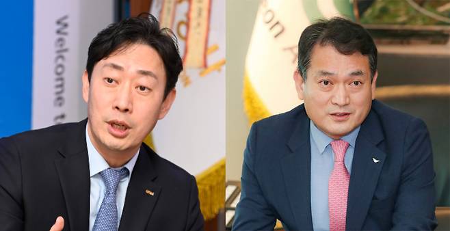 (왼쪽부터) 윤형중 한국공항공사 사장, 김경욱 인천공항공사 사장