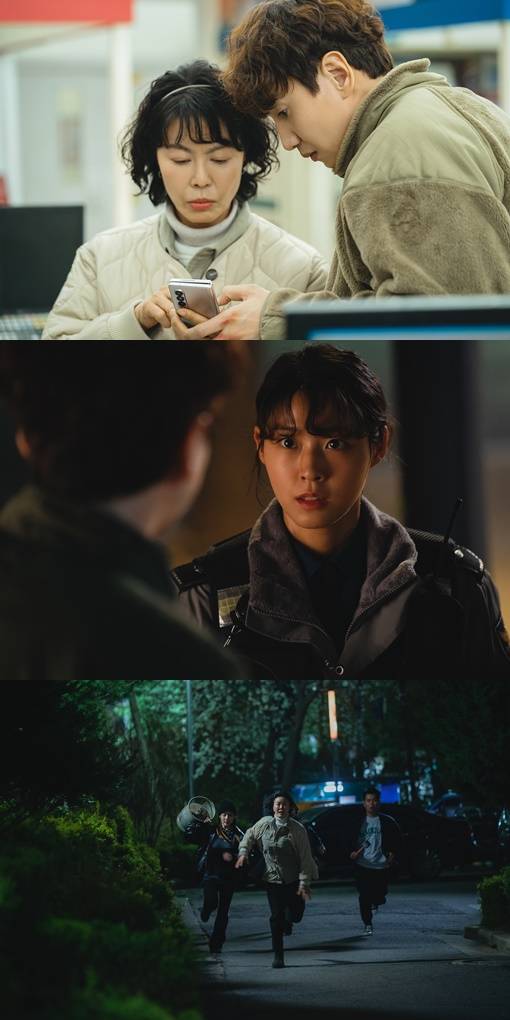 tvN 수목드라마 '살인자의 쇼핑목록'에서 이광수, 김설현, 진희경이 연쇄살인마 잡기에 총력을 기울인다./사진제공=tvN '살인자의 쇼핑목록'