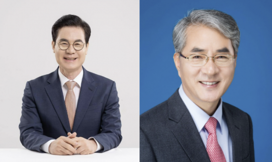 김상권 경남교육감 후보(왼쪽)와 박종훈 후보.