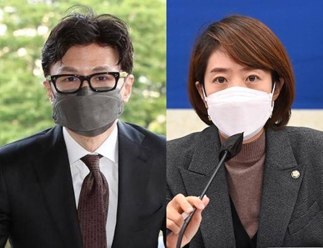 한동훈 법무부 장관과 고민정 더불어민주당 의원. 뉴스1·오대근 기자