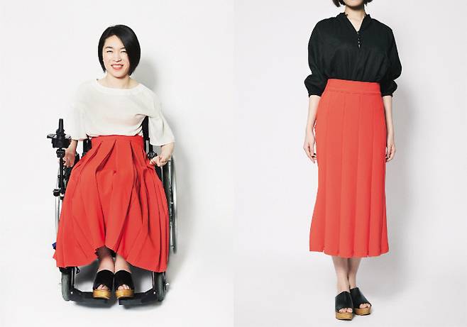 휠체어 장애인도 입기 쉽게 고안된 스커트 | 다다서재 제공