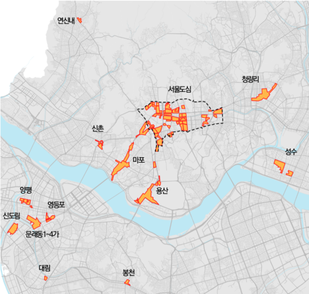 지도=도시정비형 재개발지역 위치도