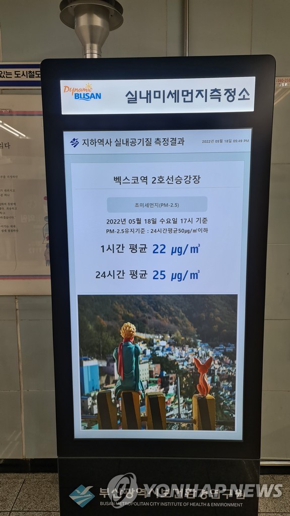 부산 도시철도 실내 미세먼지 측정소 [연합뉴스 자료 사진]