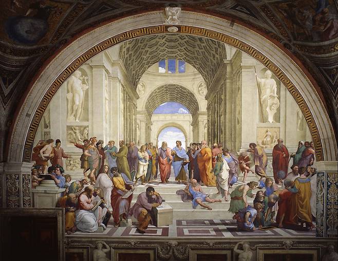 라파엘로 산치오, 아테네 학당, 프레스코 벽화, 1509~1510