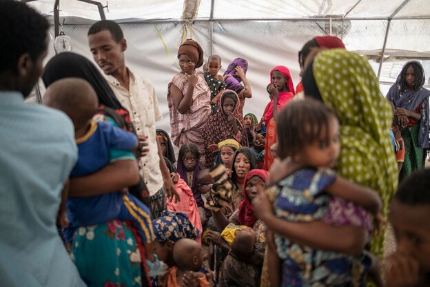 에티오피아 내전을 피해 집을 떠나 수용소에 머물고 있는 사람들. 지난 3월 17일 촬영했다. AFP 연합뉴스 자료사진