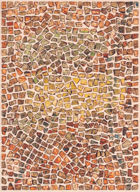 김두석, 시그널, 53X73cm , 무안적토 화장토, 무유소성,1300 ℃.[사진 경인미술관]