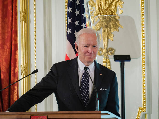 조 바이든 미국 대통령이 지난 23일 일본 도쿄에서 열린 미·일 정상회담 후 기자회견에서 회담 내용을 설명하고 있다. EPA연합뉴스