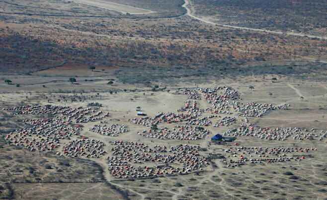 지난 3월13일 소말리아 주발랜드주 게도 지역 난민캠프를 하늘에서 내려다본 모습. 로이터 연합뉴스