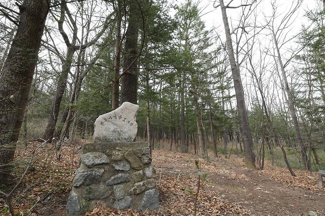 소호 참나무숲에 있는 '한독사업 종료기념' 비 [사진/진성철 기자]