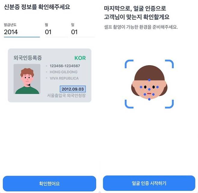 토스 앱을 통한 외국인 비대면 계좌 개설 절차. 출처=토스뱅크