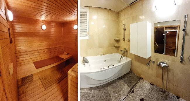 침실에 딸린 사우나룸(왼쪽)과 욕실. [동아DB]